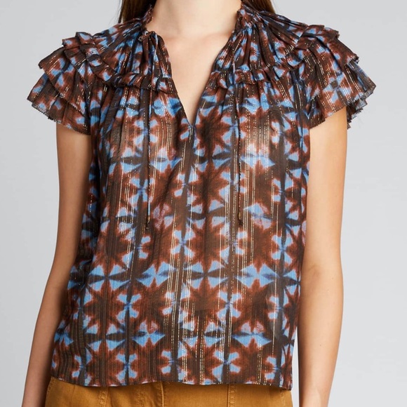 Ulla Johnson Tops - ULLA JOHNSON Marta Kaleidoscope Chiffon Blouse
